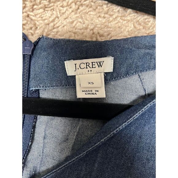 J. Crew Denim look v-neck shift Dress tie-bow Sleeves size XS - Picture 3 of 4